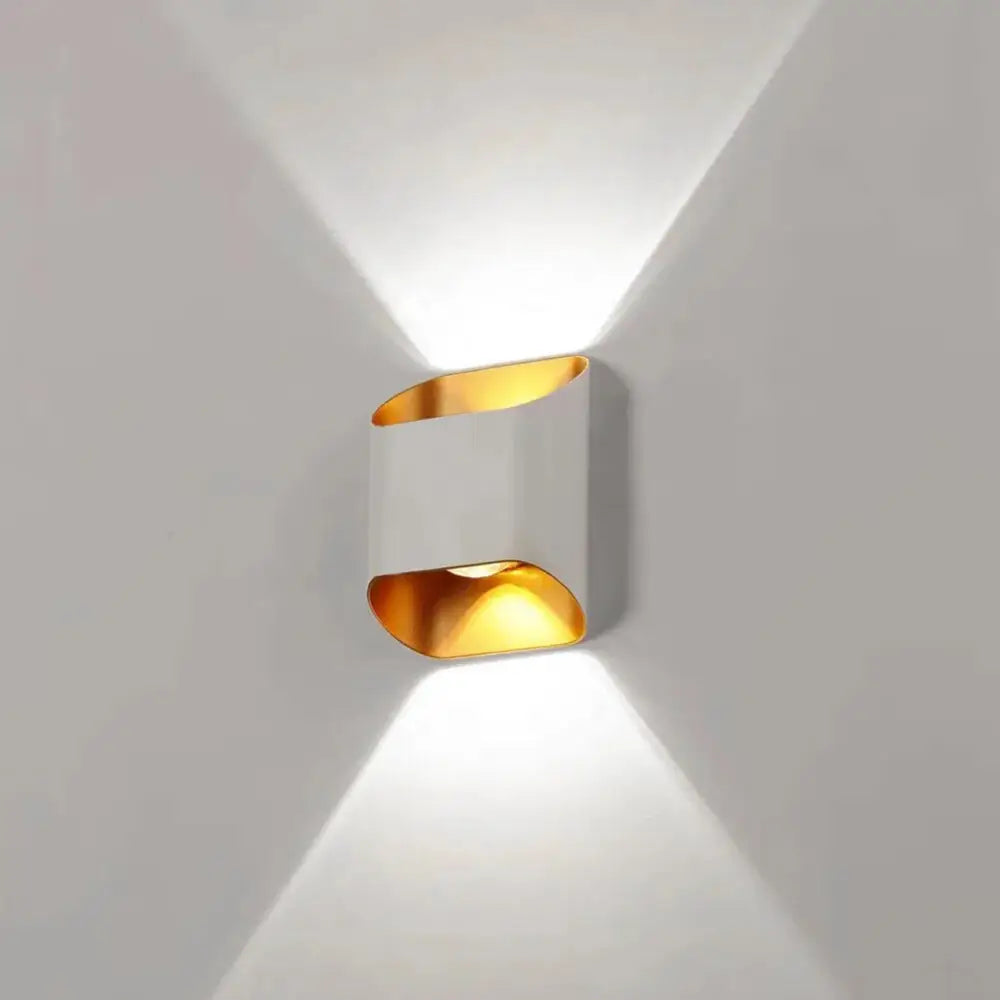 Modern black & gold curved led outdoor wall lights garden sconce