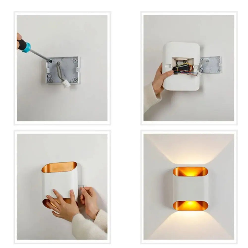 Modern black & gold curved led outdoor wall lights garden sconce