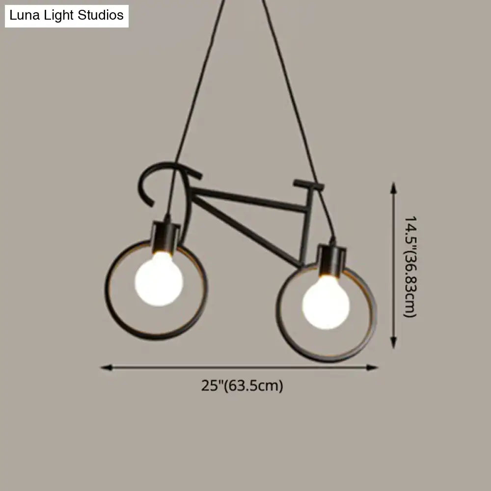 Vintage black iron bicycle chandelier dining room pendant light
