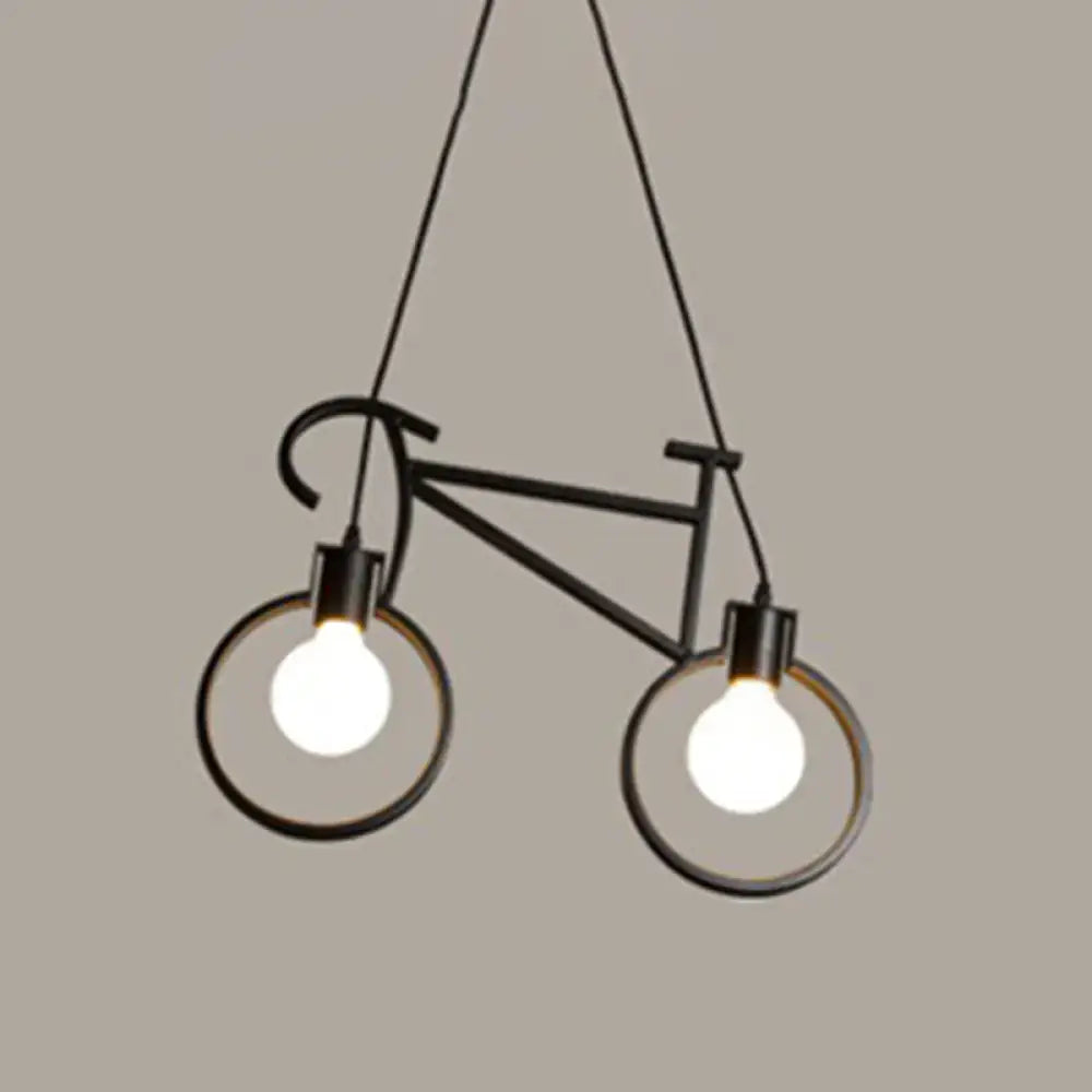 Vintage black iron bicycle chandelier dining room pendant light