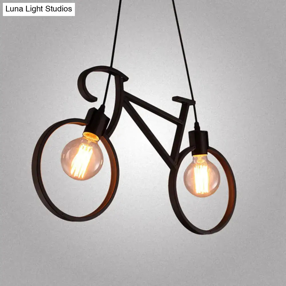 Vintage black iron bicycle chandelier dining room pendant light