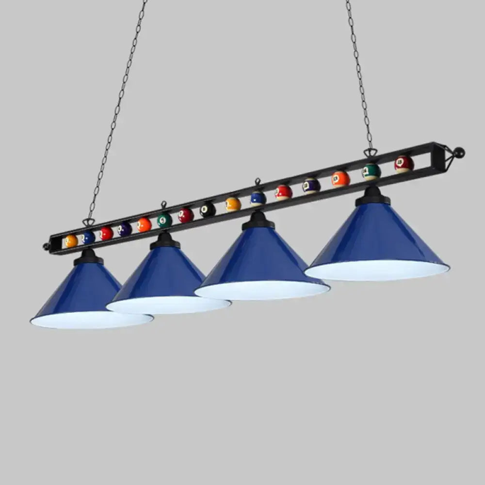 Industrial red iron linear island ceiling light billiard room pool ball