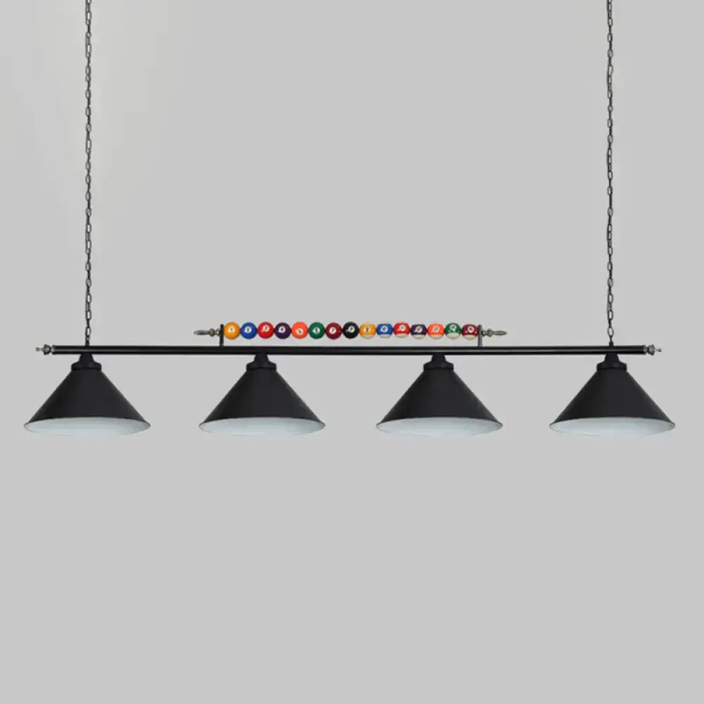 Industrial red iron linear island ceiling light billiard room pool ball