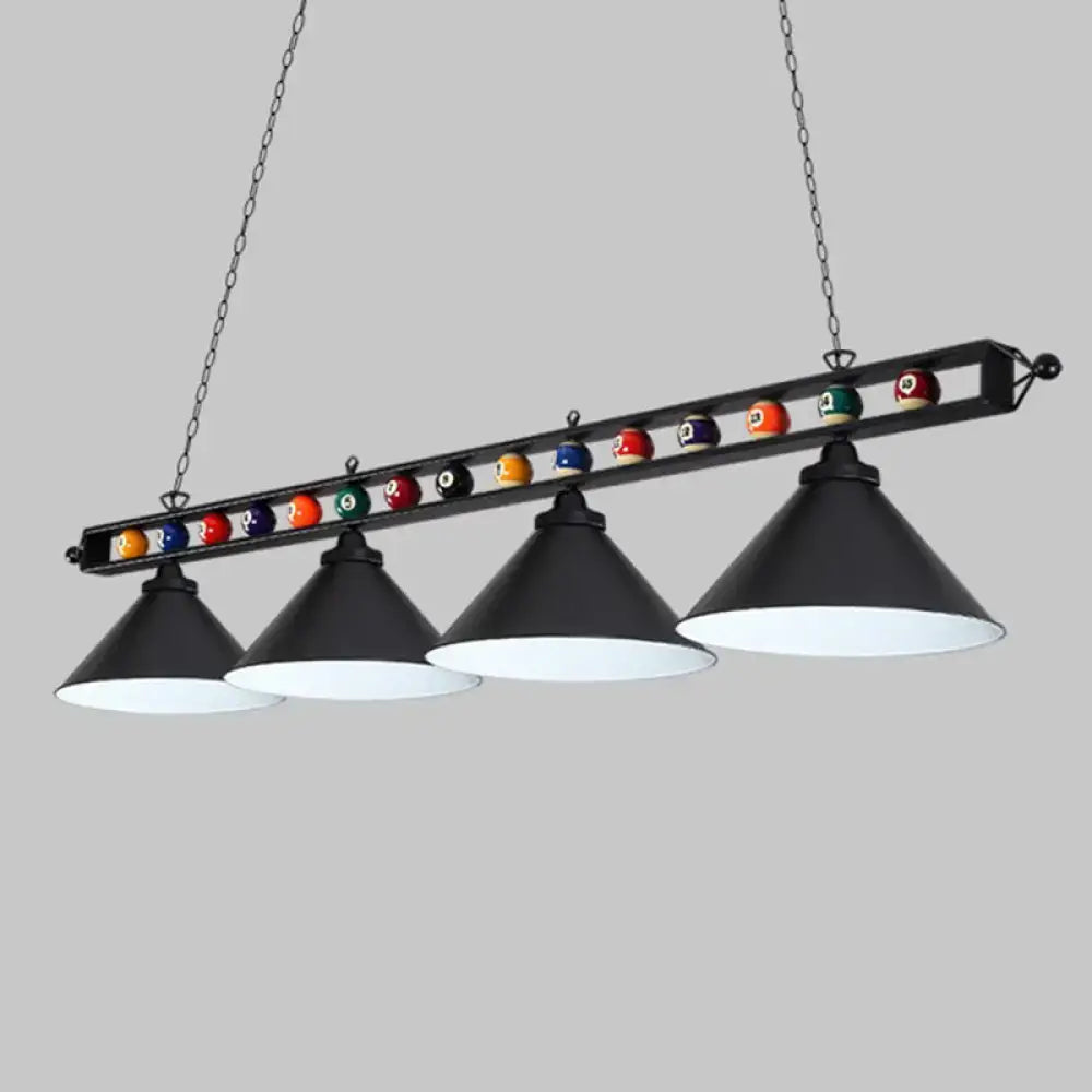 Industrial red iron linear island ceiling light billiard room pool ball