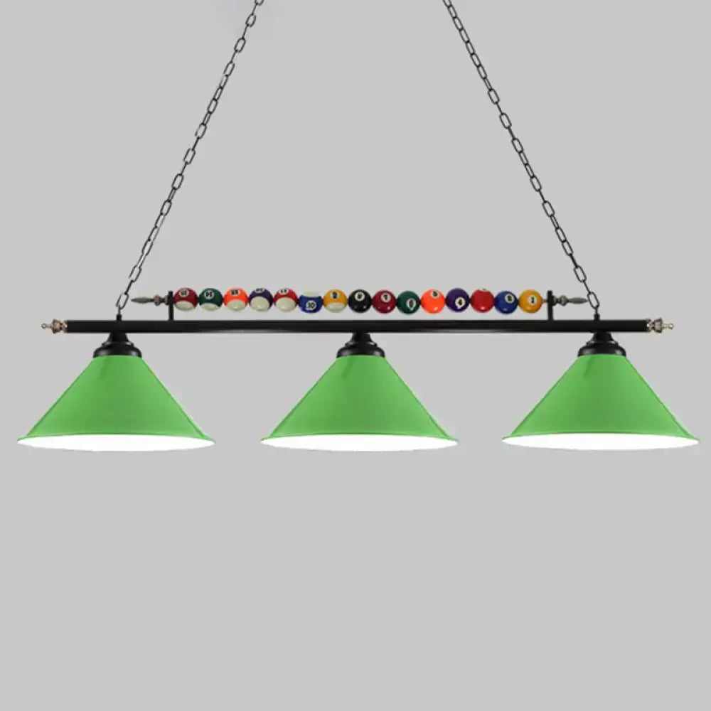 Industrial red iron linear island ceiling light billiard room pool ball