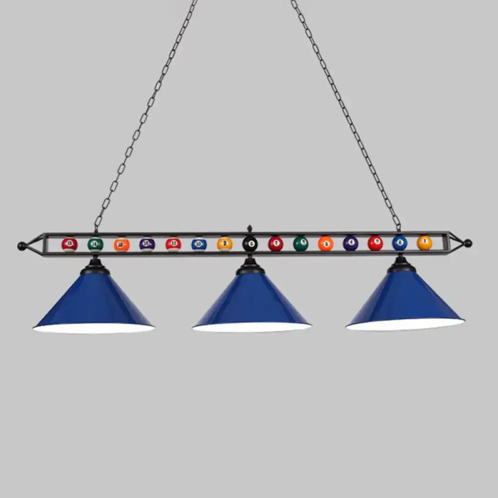 Industrial red iron linear island ceiling light billiard room pool ball