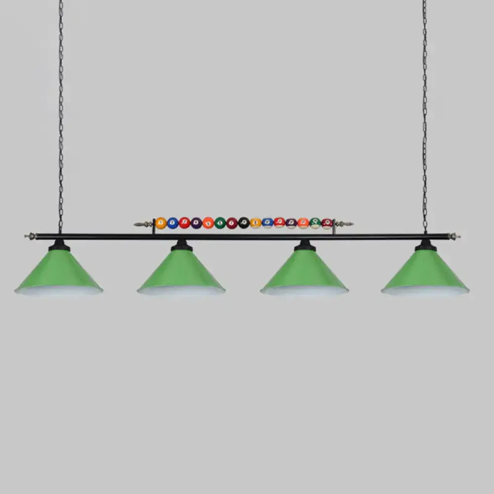 Industrial red iron linear island ceiling light billiard room pool ball