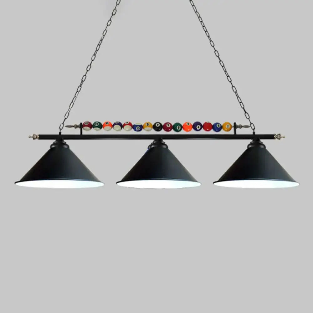 Industrial red iron linear island ceiling light billiard room pool ball