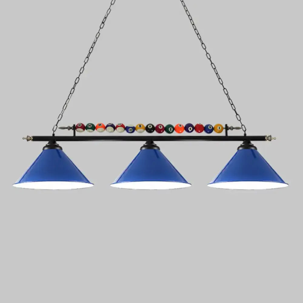 Industrial red iron linear island ceiling light billiard room pool ball