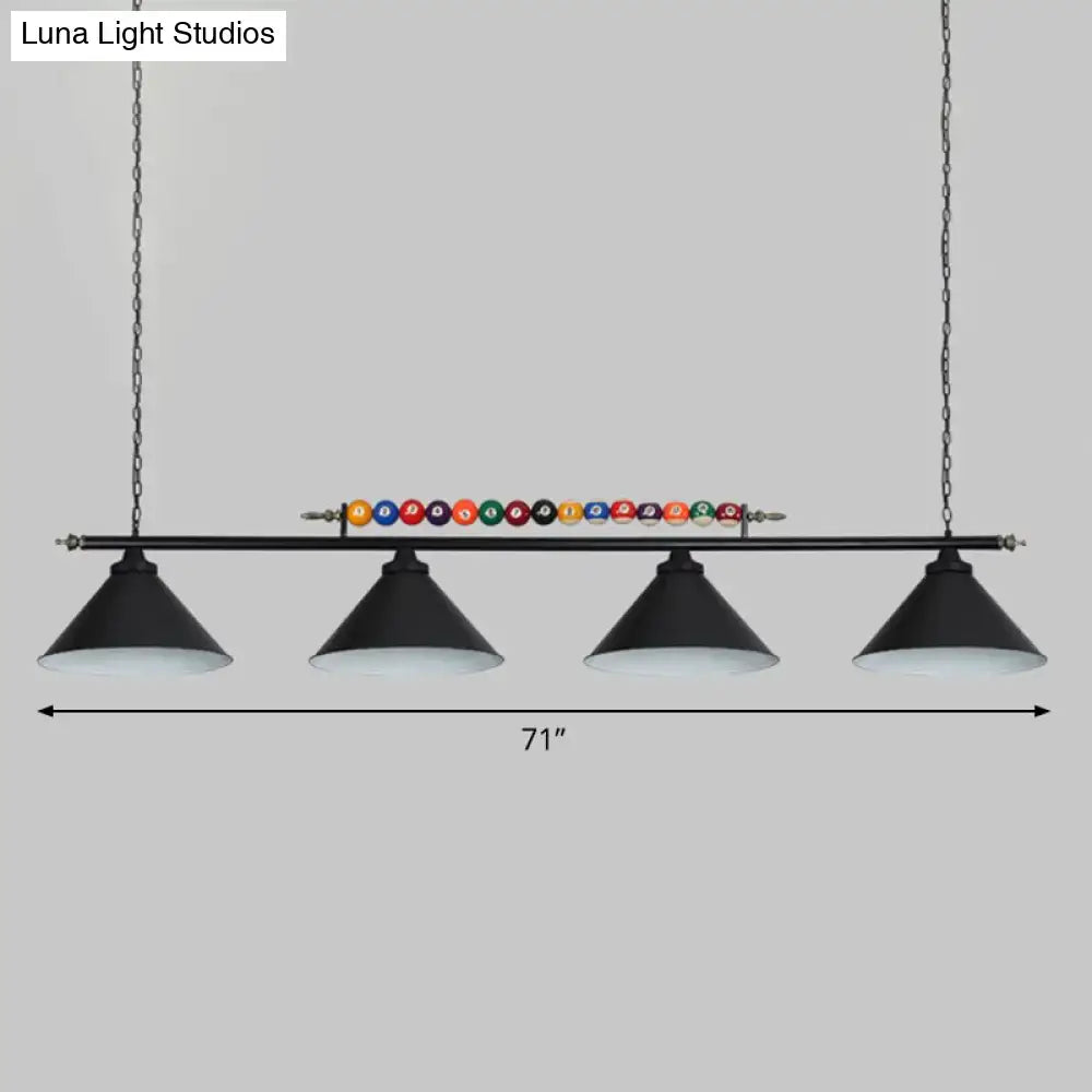 Industrial red iron linear island ceiling light billiard room pool ball