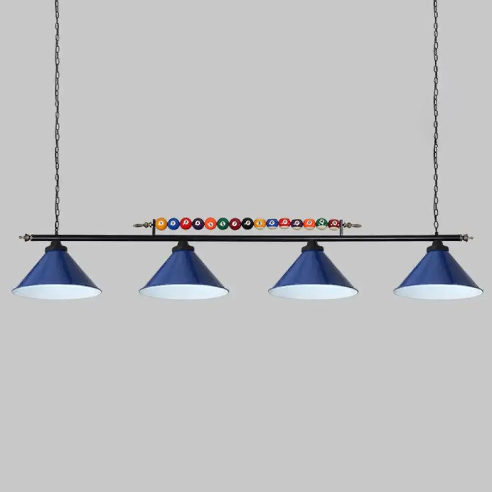 Industrial red iron linear island ceiling light billiard room pool ball