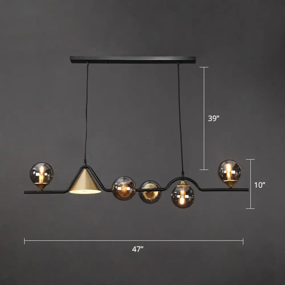Modern black & gold glass island pendant light kitchen fixture