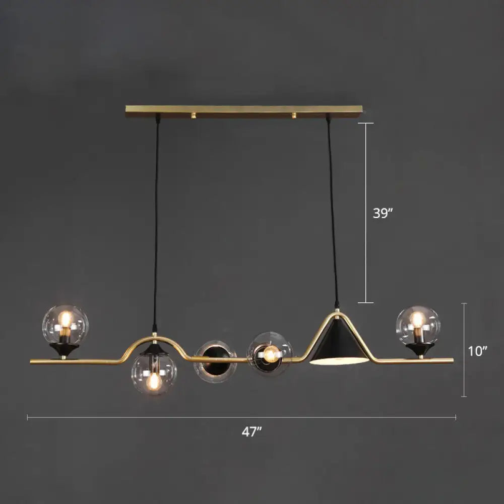 Modern black & gold glass island pendant light kitchen fixture