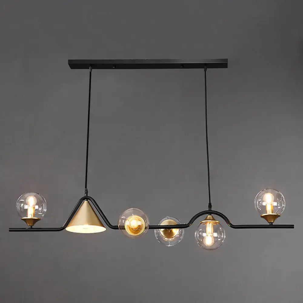 Modern black & gold glass island pendant light kitchen fixture