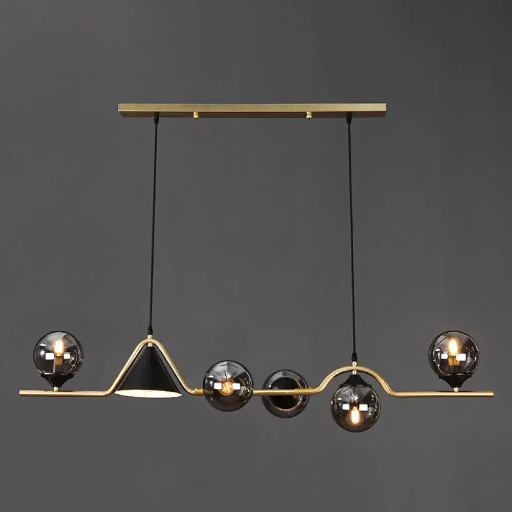 Modern black & gold glass island pendant light kitchen fixture