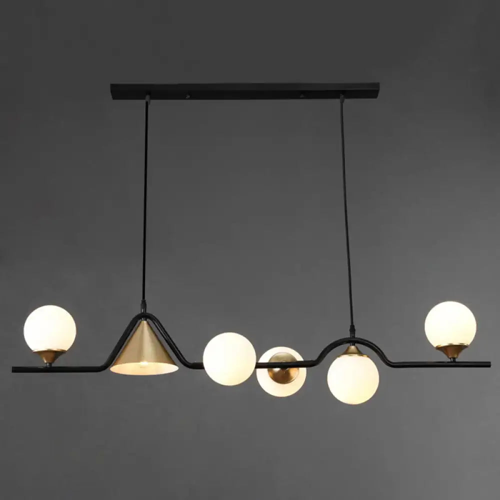Modern black & gold glass island pendant light kitchen fixture