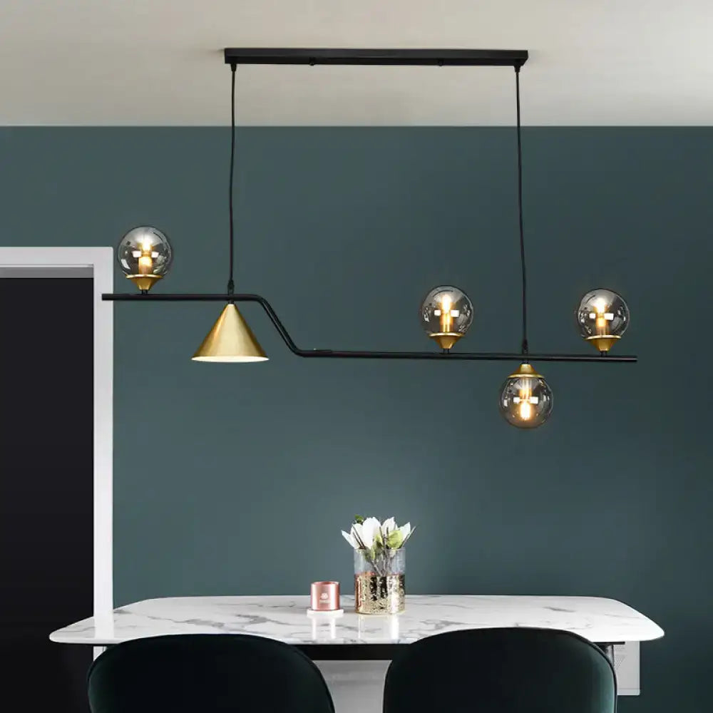 Modern black & gold glass island pendant light kitchen fixture