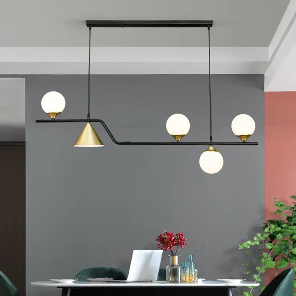 Modern black & gold glass island pendant light kitchen fixture