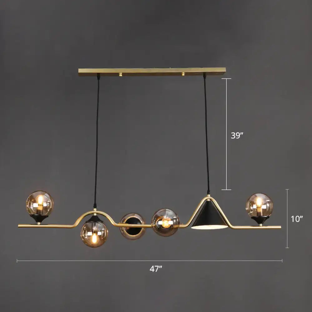 Modern black & gold glass island pendant light kitchen fixture
