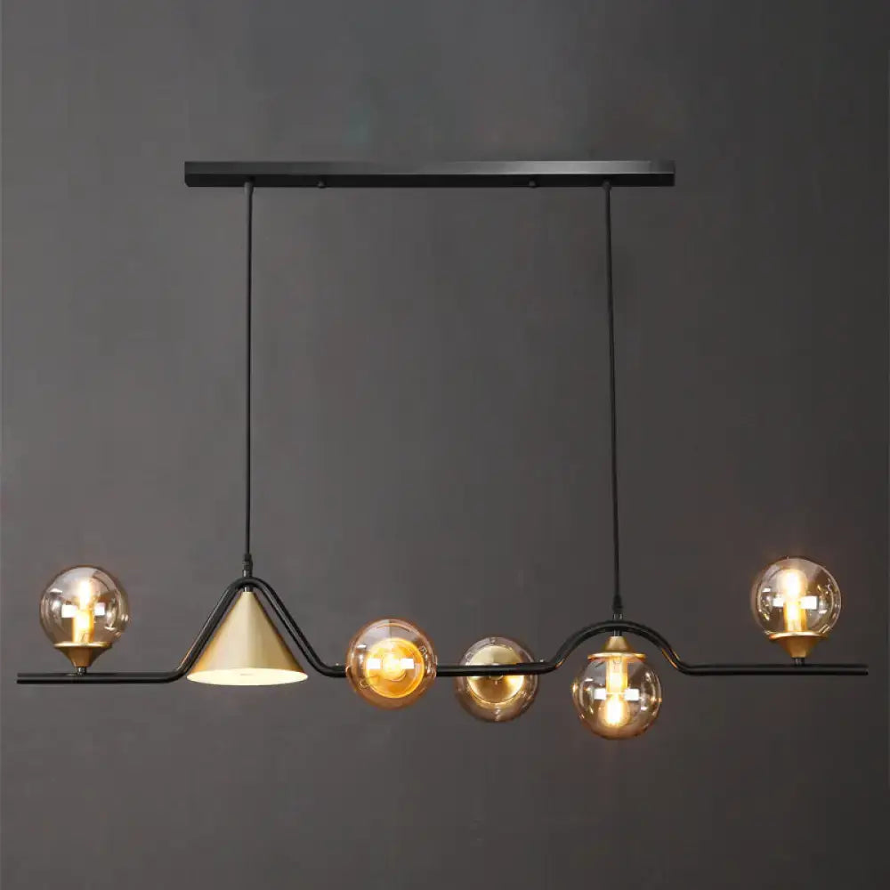 Modern black & gold glass island pendant light kitchen fixture