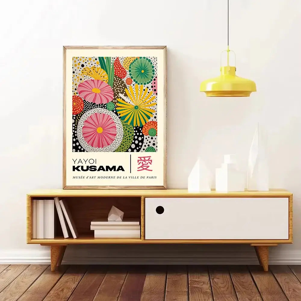 Geometric pink and orange mountain landscape canvas – living room art