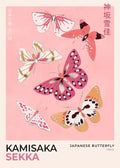 Japanese butterfly art poster print – bedroom pink home decor