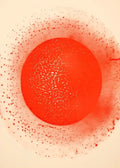 Abstract orange and red hokusai art poster print living room decor
