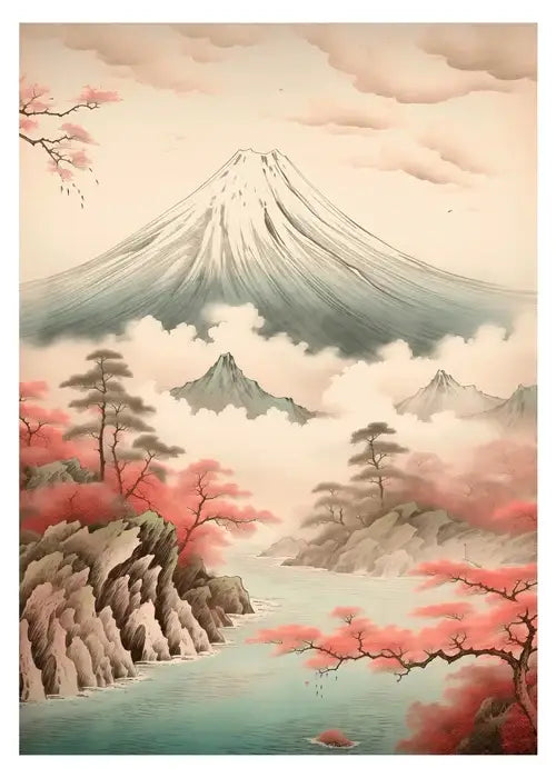 Japanese katsushika hokusai red maple canvas art – living room decor