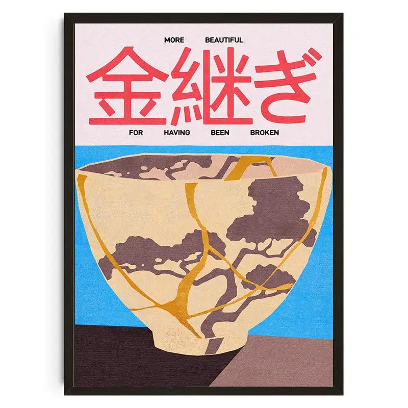 Abstract red & black snake heart japanese koi wall art bedroom