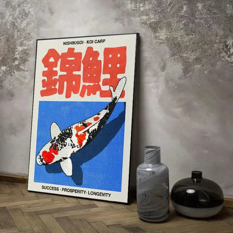 Japanese koi cat red octopus concert poster living room wall art