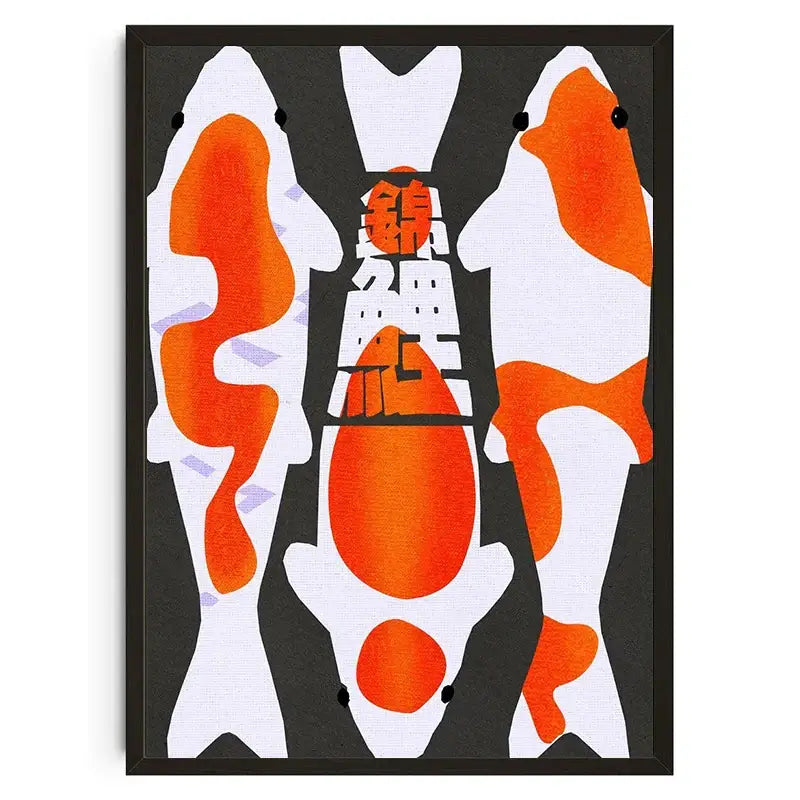 Abstract japanese koi cat wall art print living room decor