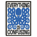 Japanese koi cat blue octopus everything is confusing living room art
