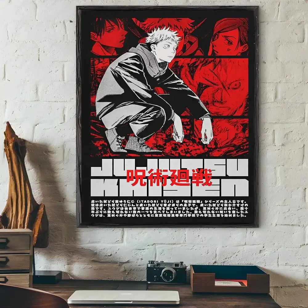 Modern jujutsu kaisen anime wall art bedroom black & white posters