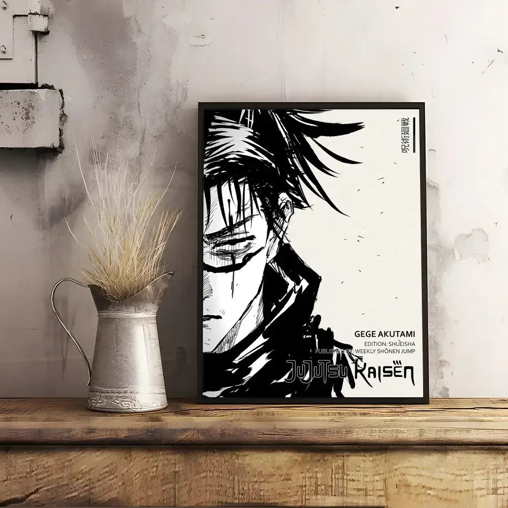 Modern jujutsu kaisen anime wall art bedroom black & white posters