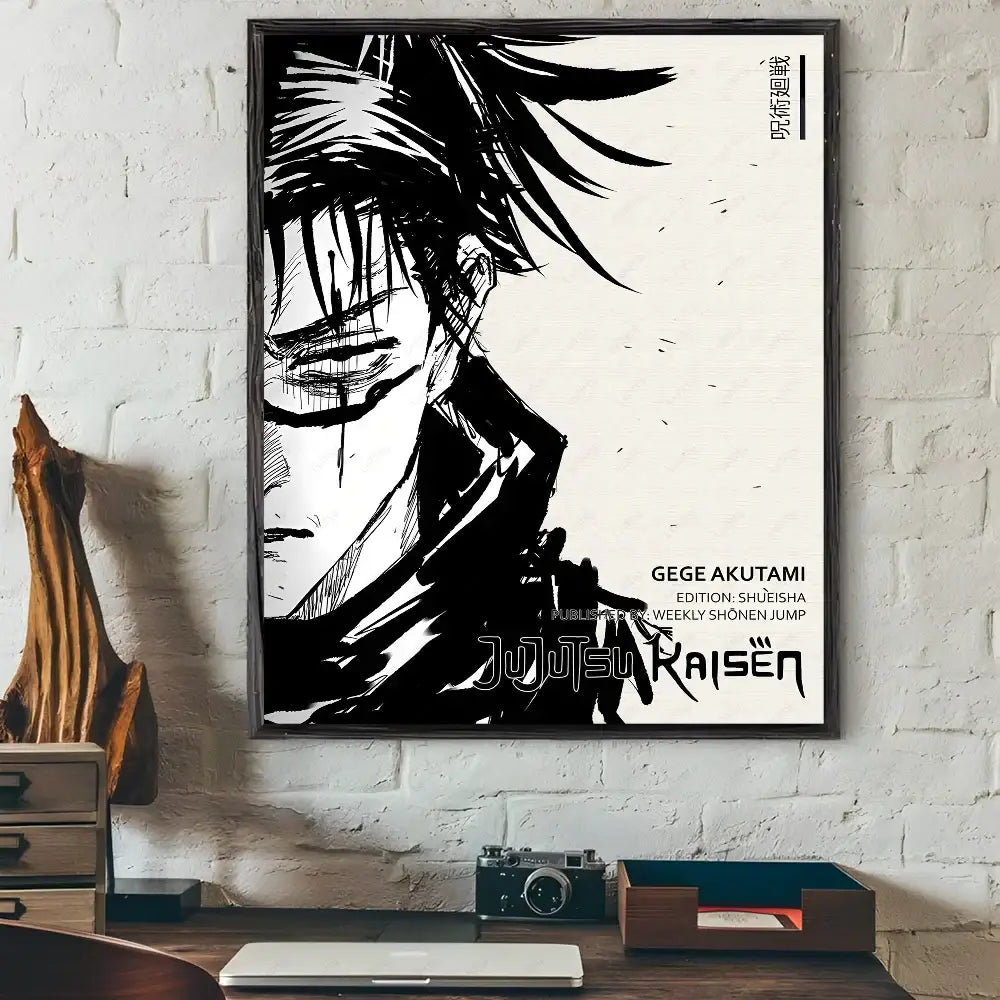 Modern jujutsu kaisen anime wall art bedroom black & white posters