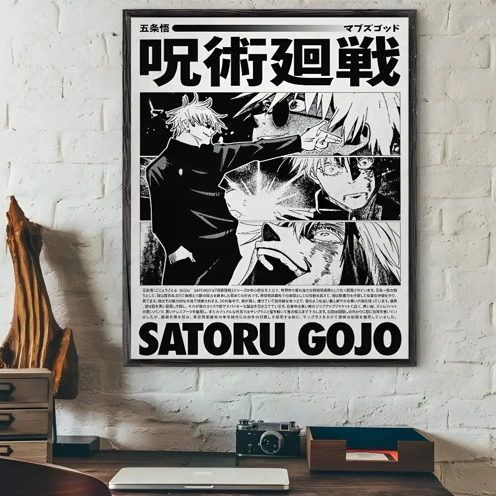 Modern jujutsu kaisen anime wall art bedroom black & white posters