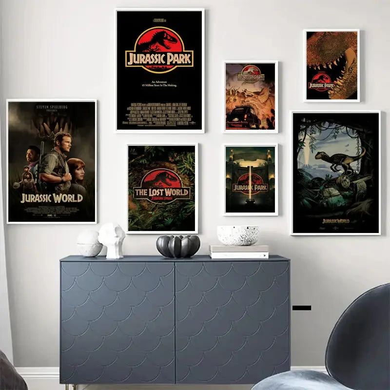 Jurassic park mosquito amber stone dinosaur canvas living room art