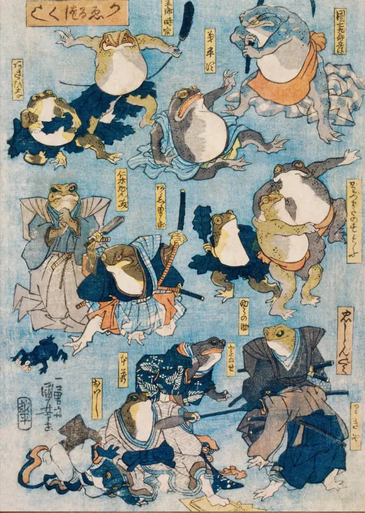 Katsushika hokusai blue waves framed wall art set living room decor