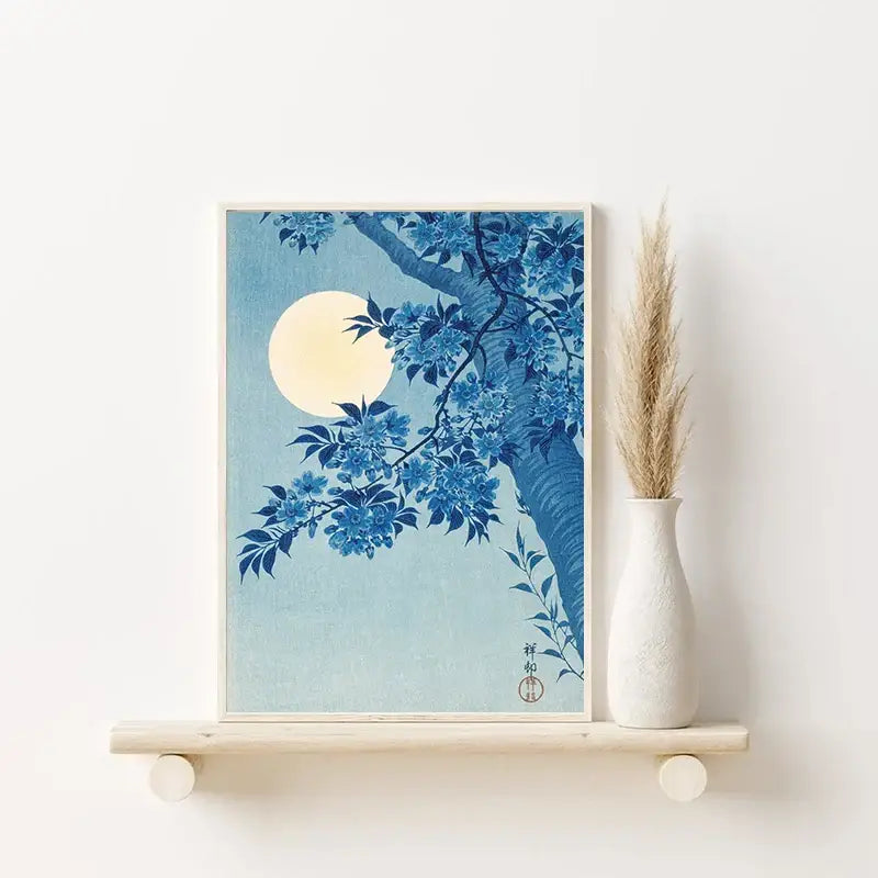 Katsushika hokusai blue waves framed wall art set living room decor