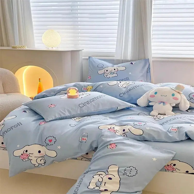 Kawaii light blue cinnamoroll bedding set – bedroom duvet cover