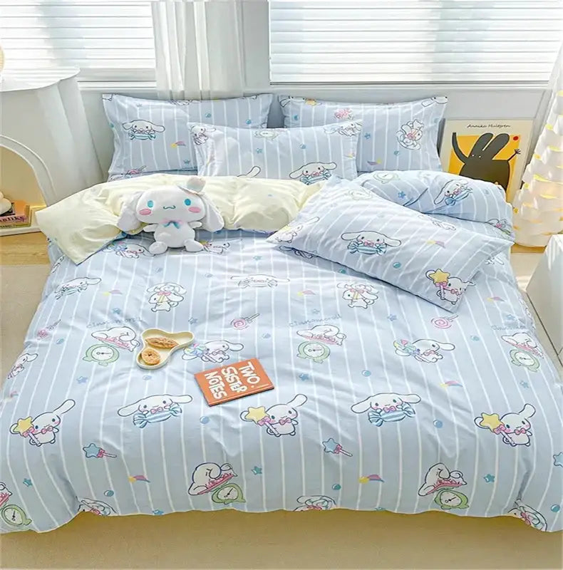 Kawaii light blue cinnamoroll bedding set – bedroom duvet cover