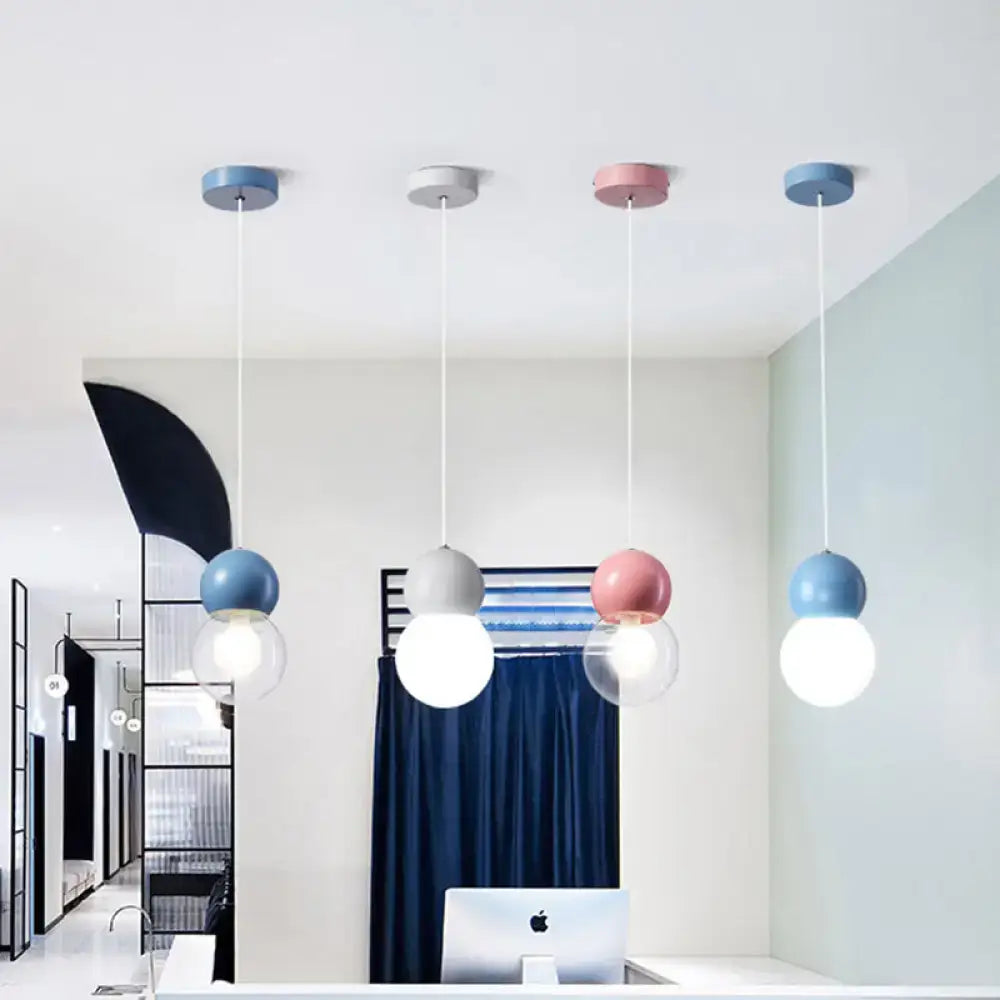 Modern blue & white macaron ceiling pendant kids bedside light