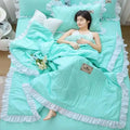 Pink & white princess ruffles quilt bedding set – bedroom summer quilt