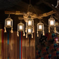 Rustic wood 6 light lantern chandelier dining room led incandescent