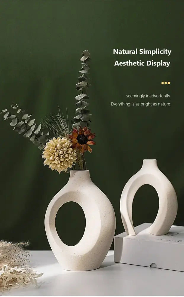 Minimalist white ceramic vase set living room large 21cm home decor