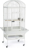 Large chalk white metal bird cage with wheels for living room