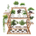 Rustic wood flower rack plant stand living room a-frame shelf