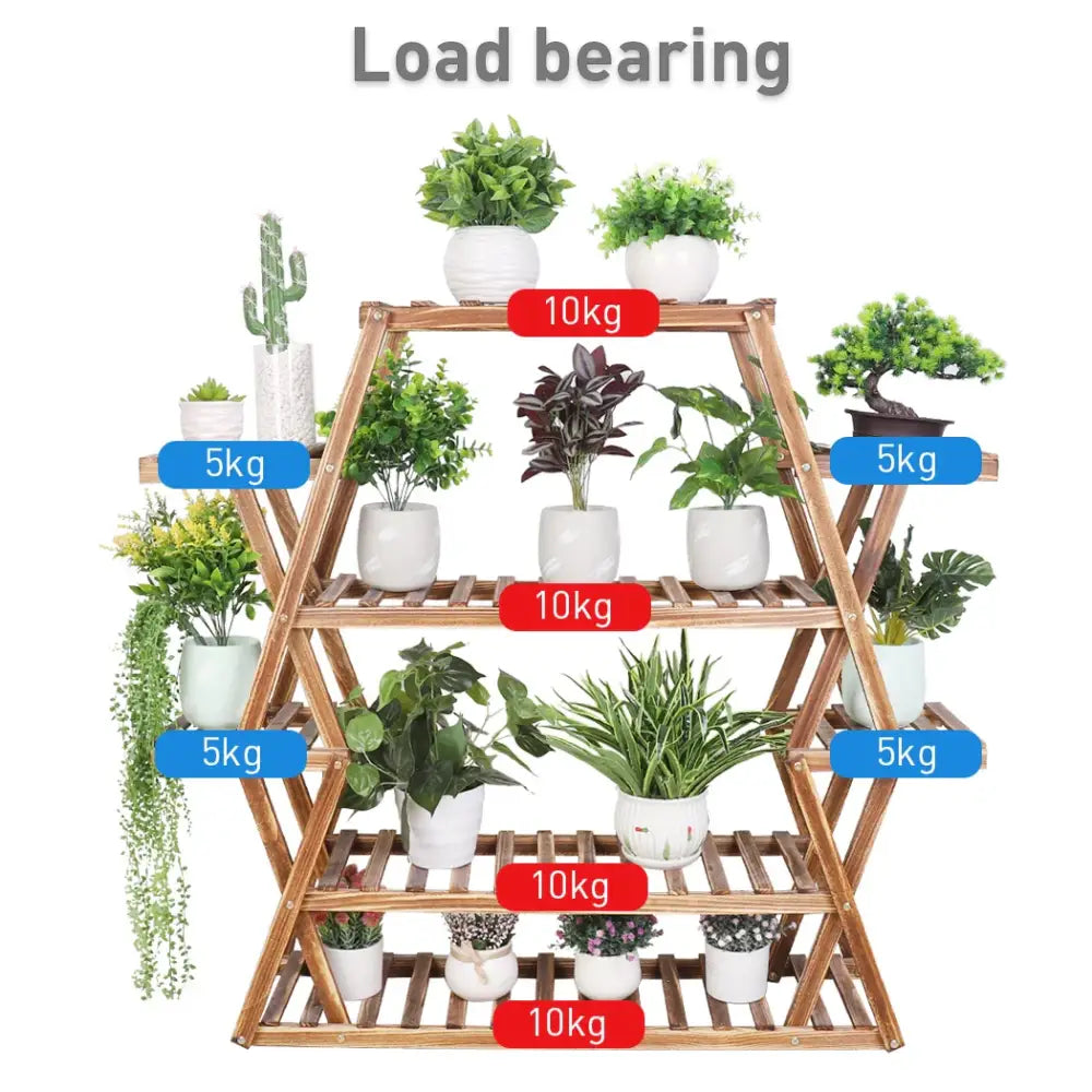 Rustic wood flower rack plant stand living room a-frame shelf