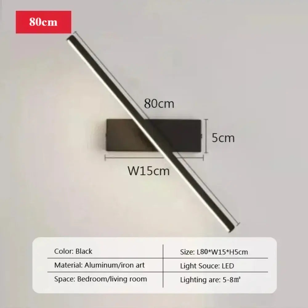 Modern black rotated led wall sconce bedroom light source