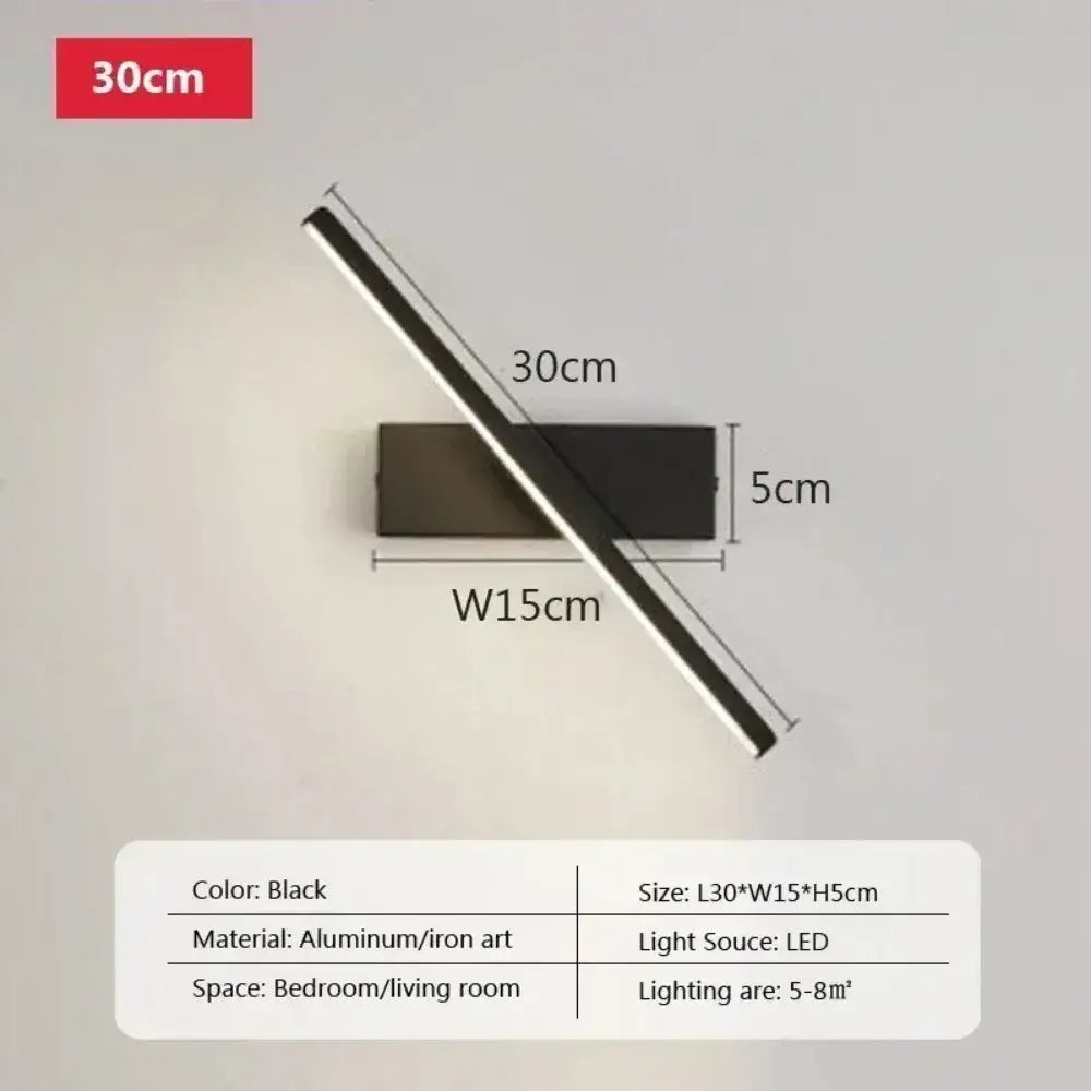 Modern black rotated led wall sconce bedroom light source